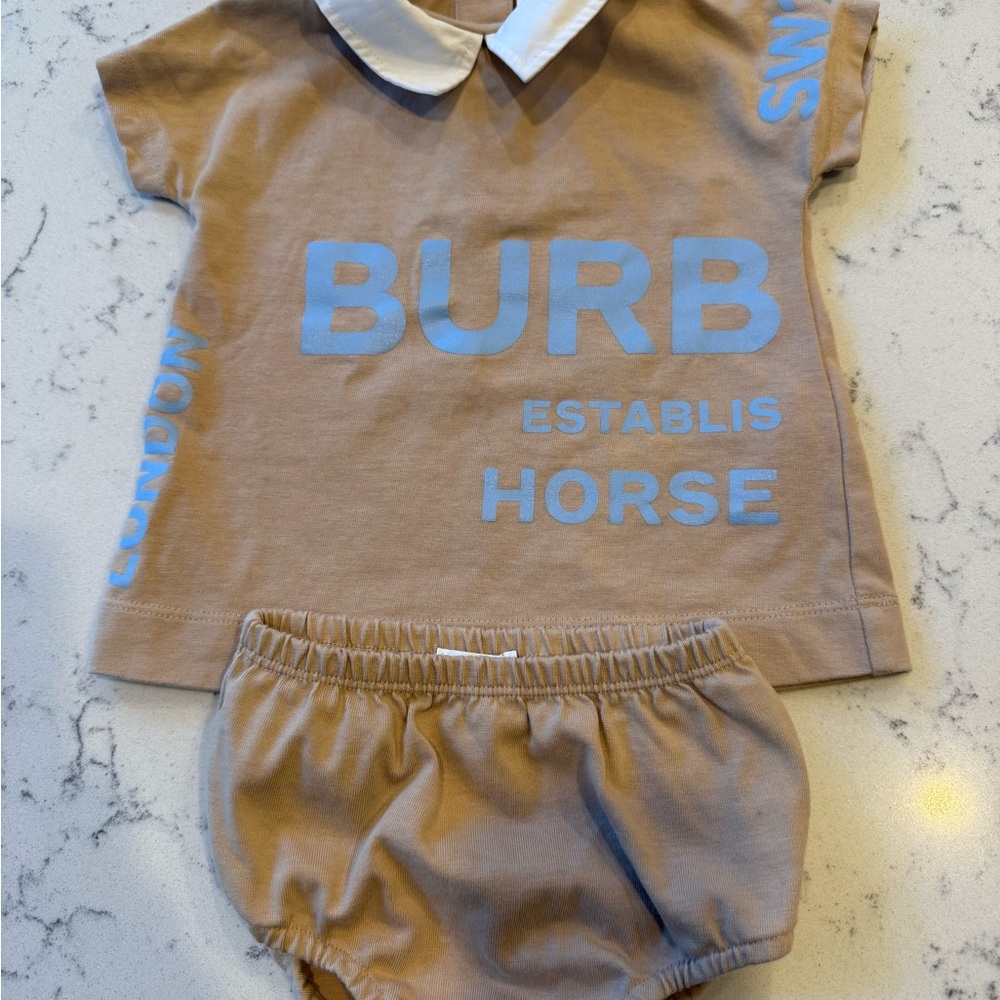 Baby Girl Burberry Fifi Logo Dress with bloomers